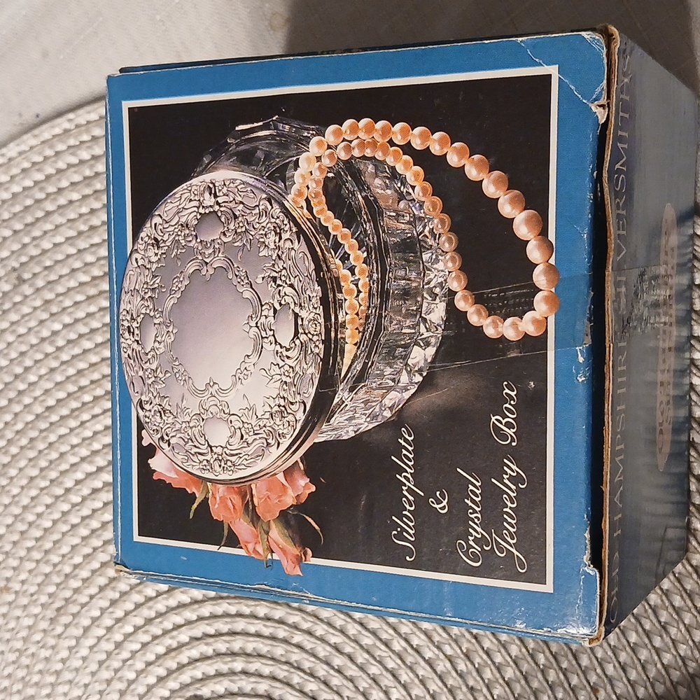 NWOT Silverplate & Crystal Jewerly Box